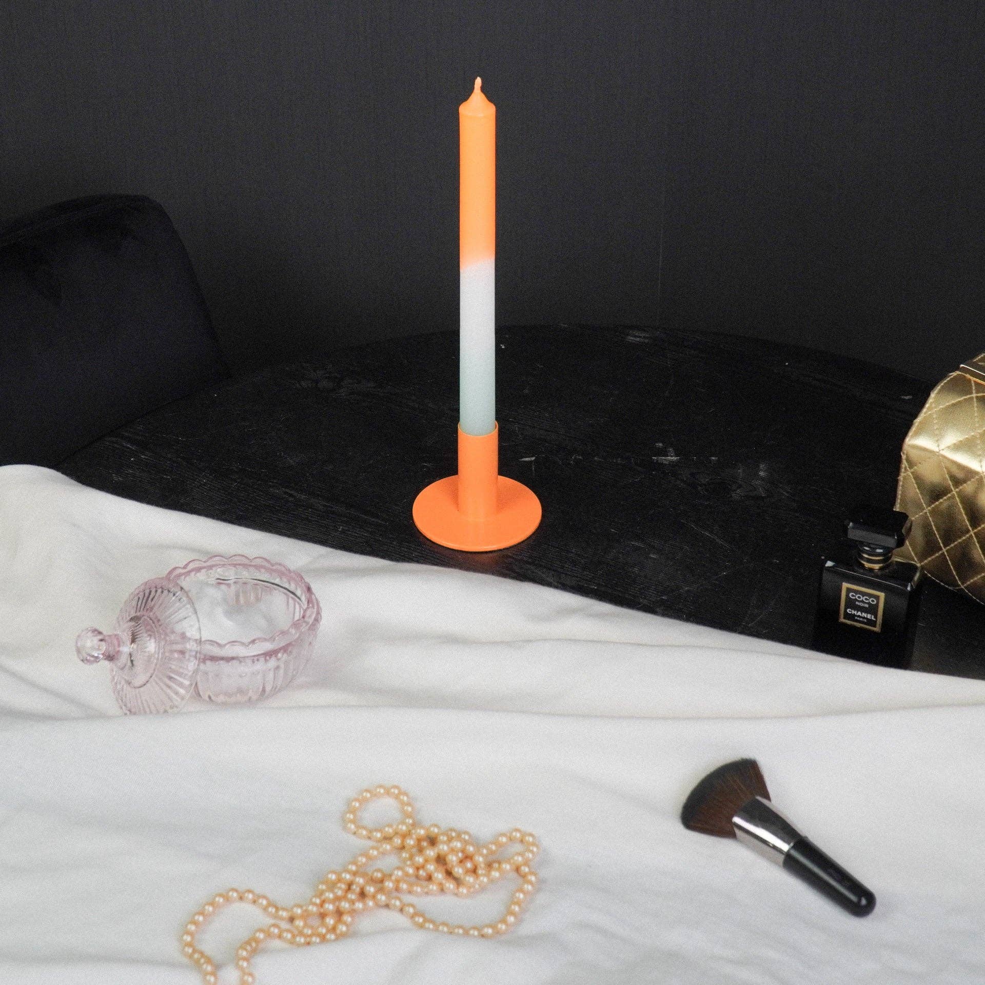 Candelabro - Base - Metallo - Arancione - 8x8x6,5cm