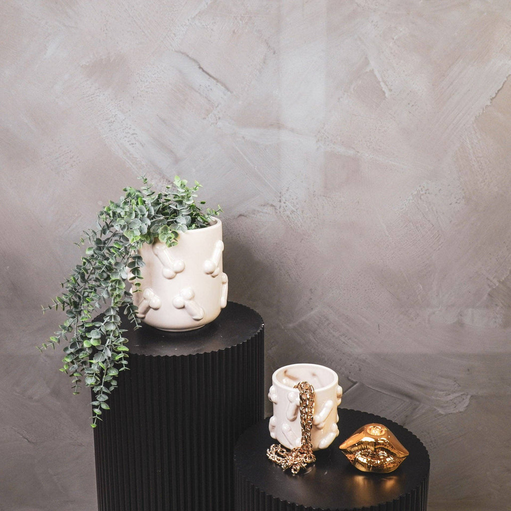 Vaso - Dick - Ceramica - Beige - 11x11x11,5cm