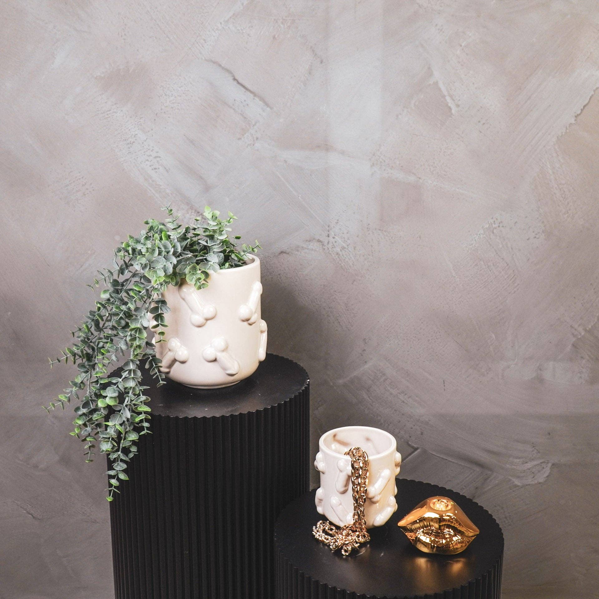 Vaso - Dick - Ceramica - Beige - 11x11x11,5cm