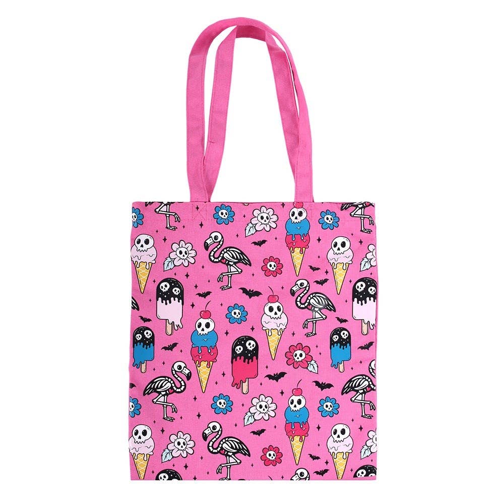 Tote bag gothique imprimé « Pink Dead Hot Days »