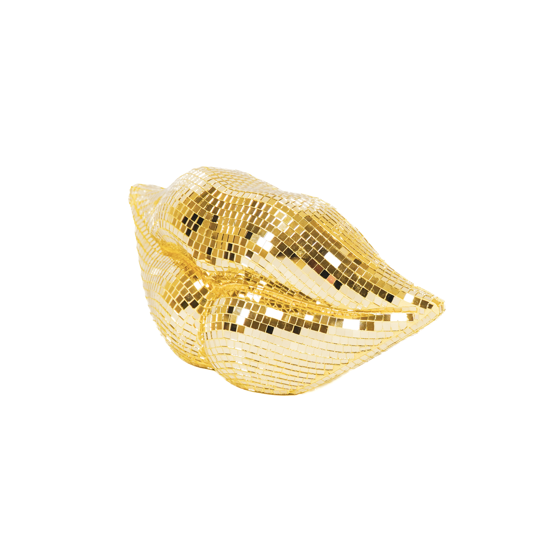 Ornamento - Disco - Labbra - Vetro - Oro - 29x10x13,5cm
