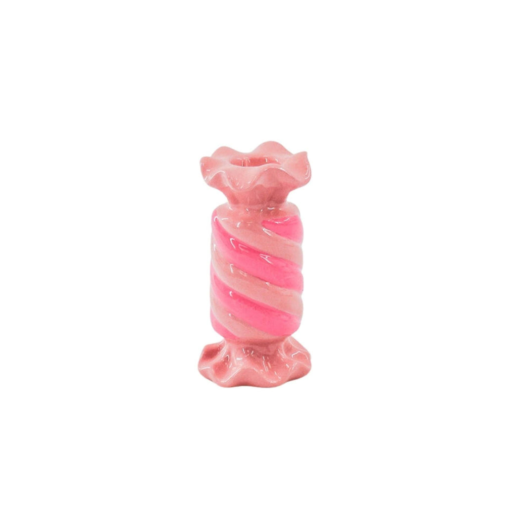 Candlestick - Toffee Candy - Ceramic - Pink/Neon - 7.5x7.5x13 cm