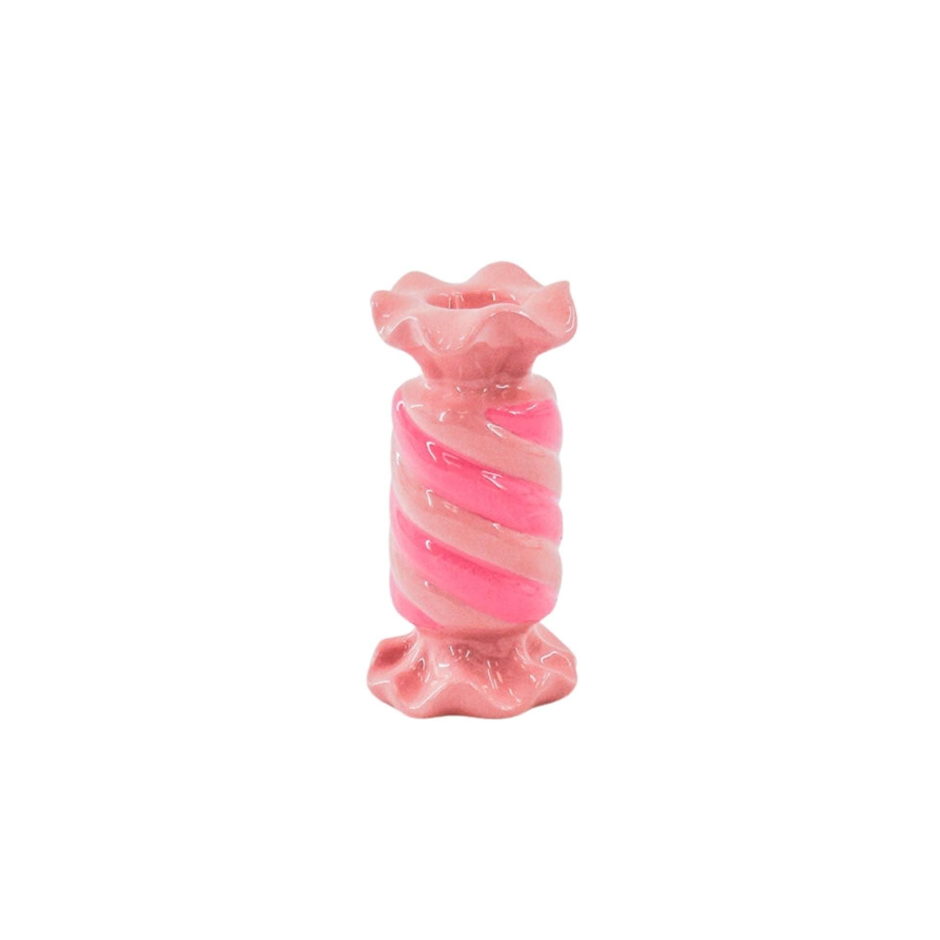 Candlestick - Toffee Candy - Ceramic - Pink/Neon - 7.5x7.5x13 cm