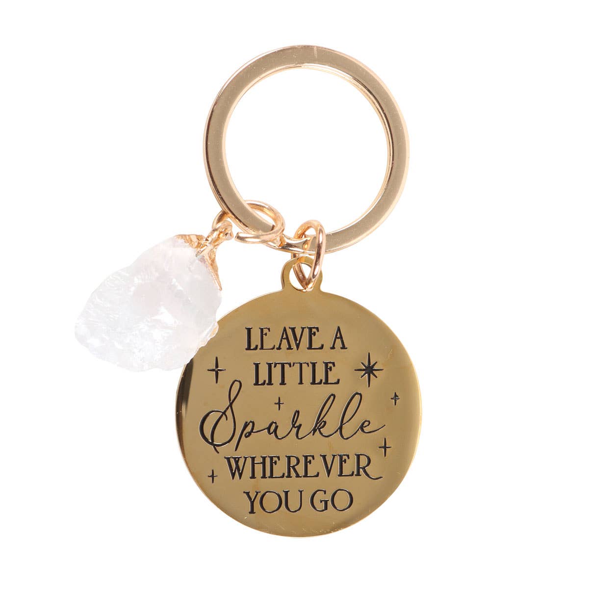 Porte-clés avec Cristal de Quartz « Leave a Little Sparkle wherever you go »