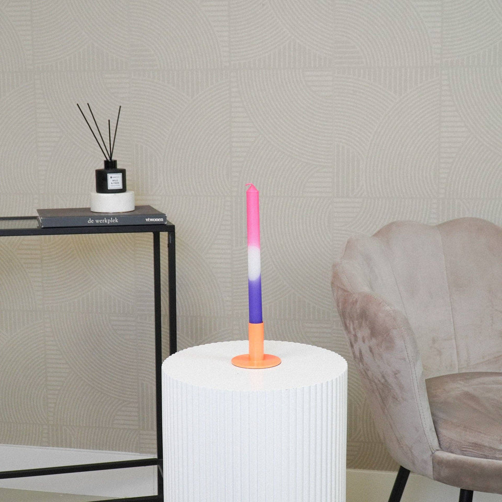 Candelabro - Base - Metallo - Arancione - 8x8x6,5cm