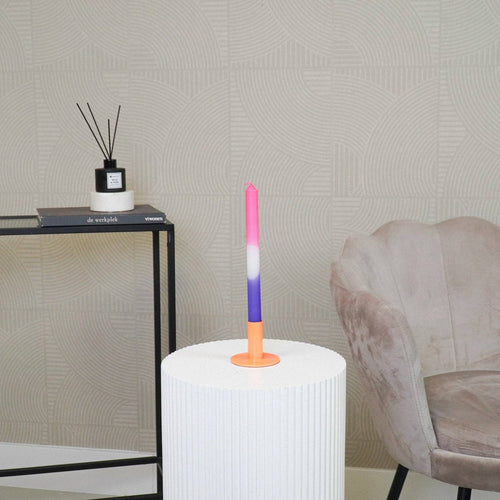 Candelabro - Base - Metallo - Arancione - 8x8x6,5cm