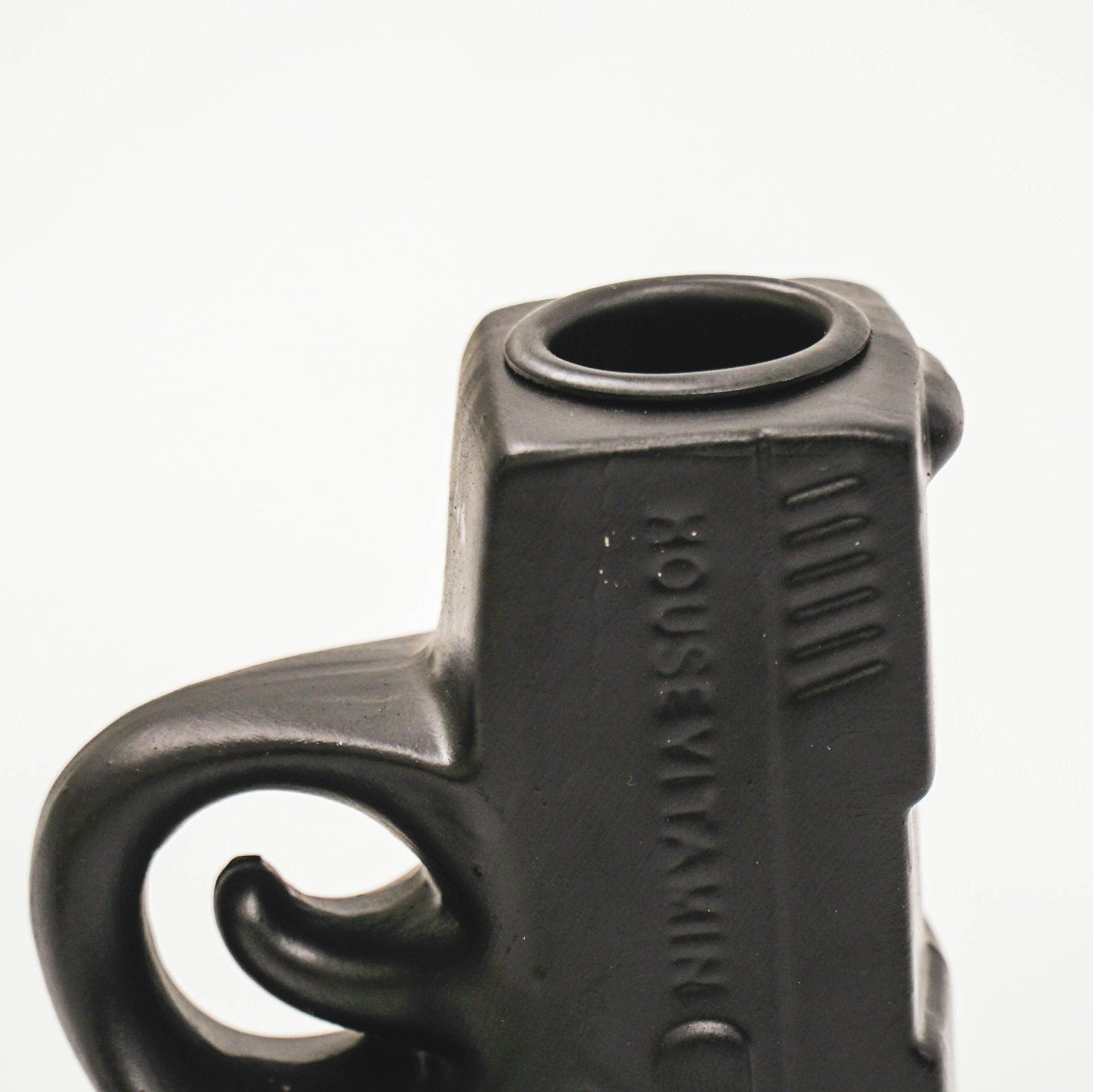 Portacandela - Pistola - Ceramica - Nero - 12x5x12cm