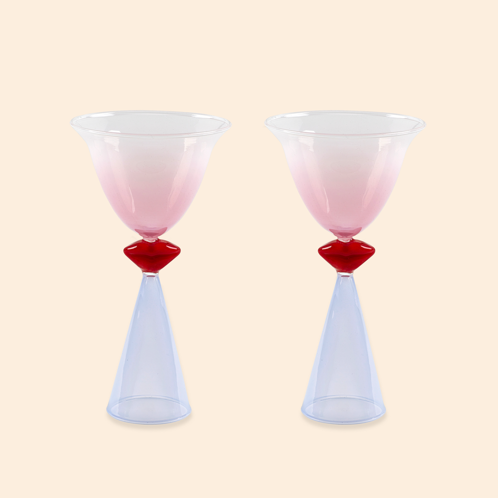 Verres à cocktail teintés lèvres - Ensemble de 2