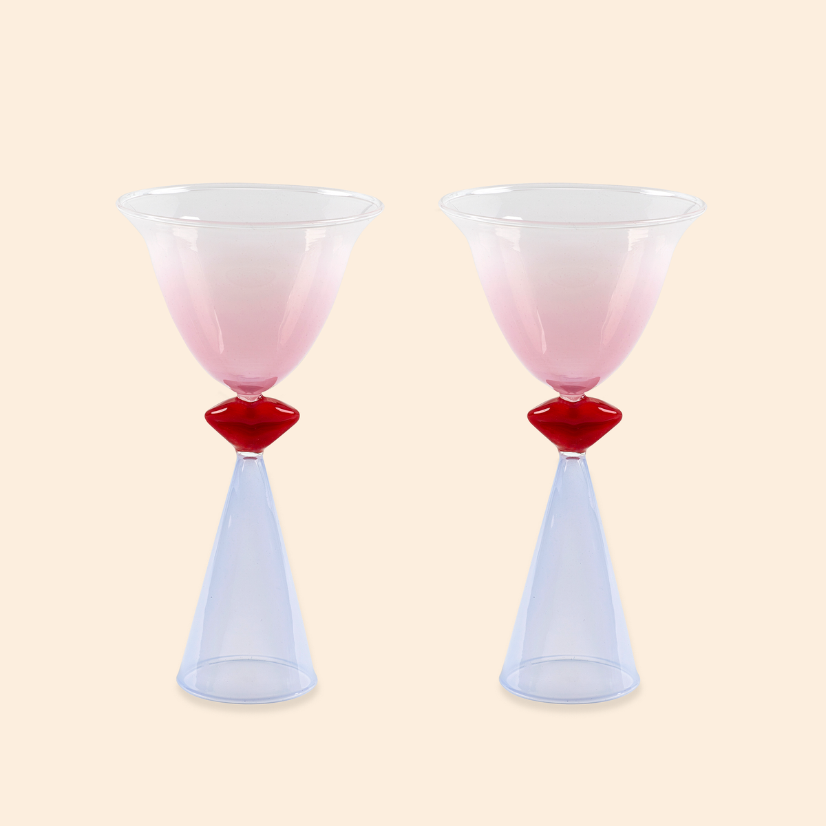 Verres à cocktail teintés lèvres - Ensemble de 2