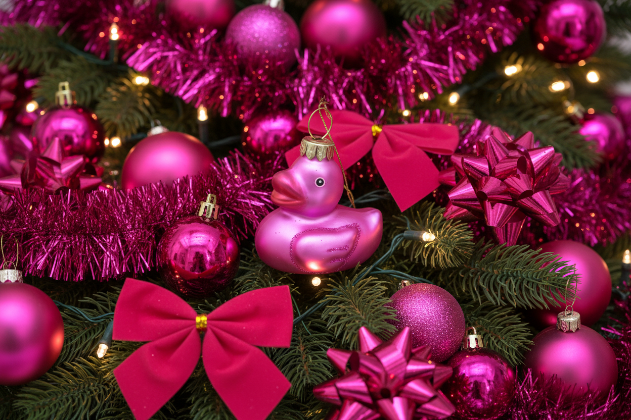 Boule de Noël Canard de Bain Rose