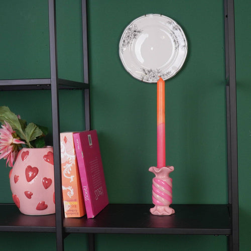 Portacandela - Bonbon Toffee - Ceramica - Rosa/Neon - 7,5x7,5x13 cm