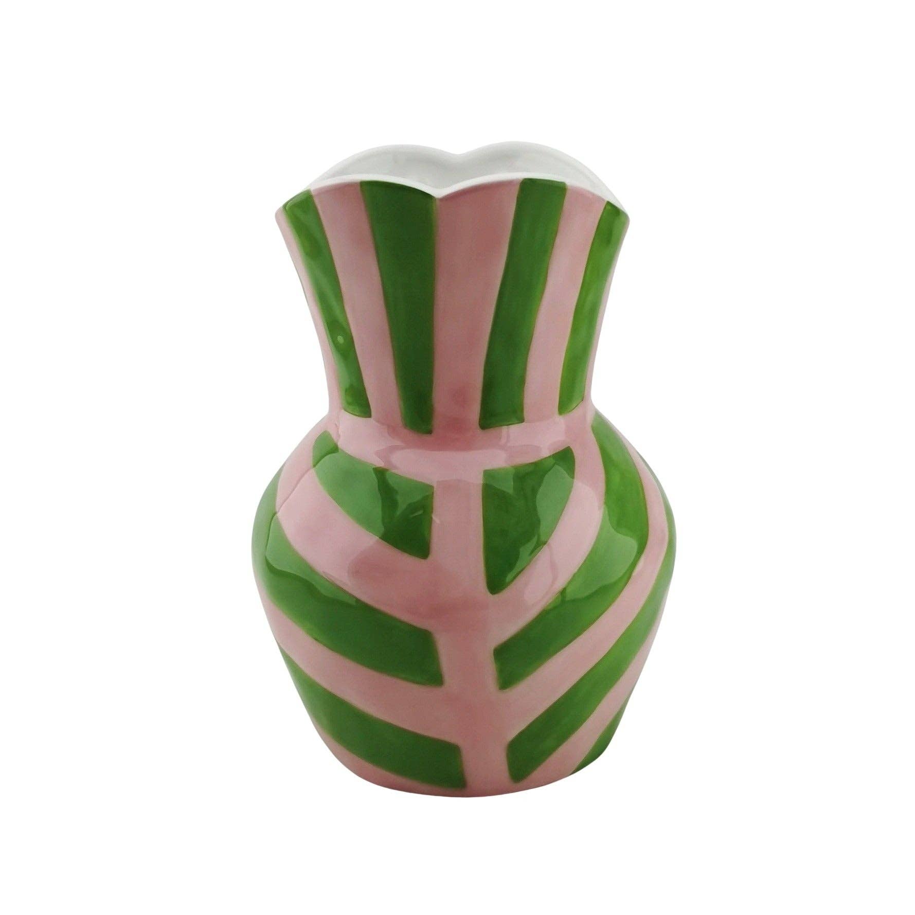 Vaso - Strisce - Gres - Verde/Rosa - 16x16x22cm