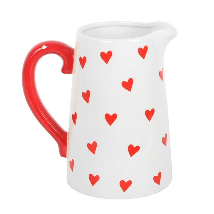 Brocca in ceramica con stampa a cuori
