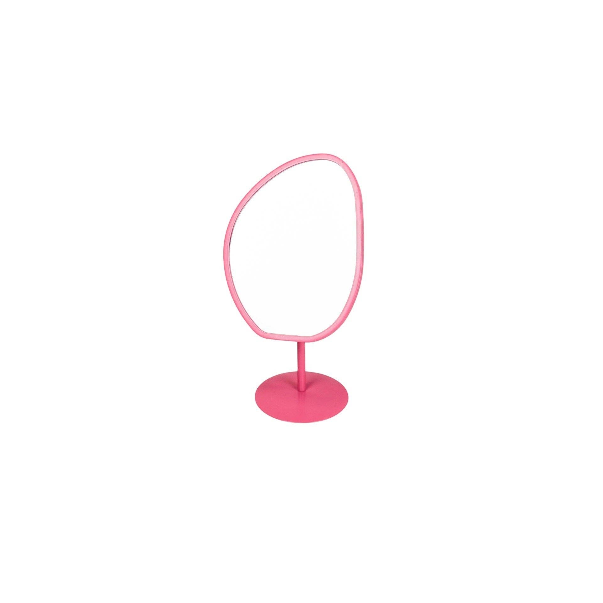 Makeup mirror - Round - Pink - 16.5x12x31.5cm