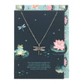 Collier libellule sur carte de vœux