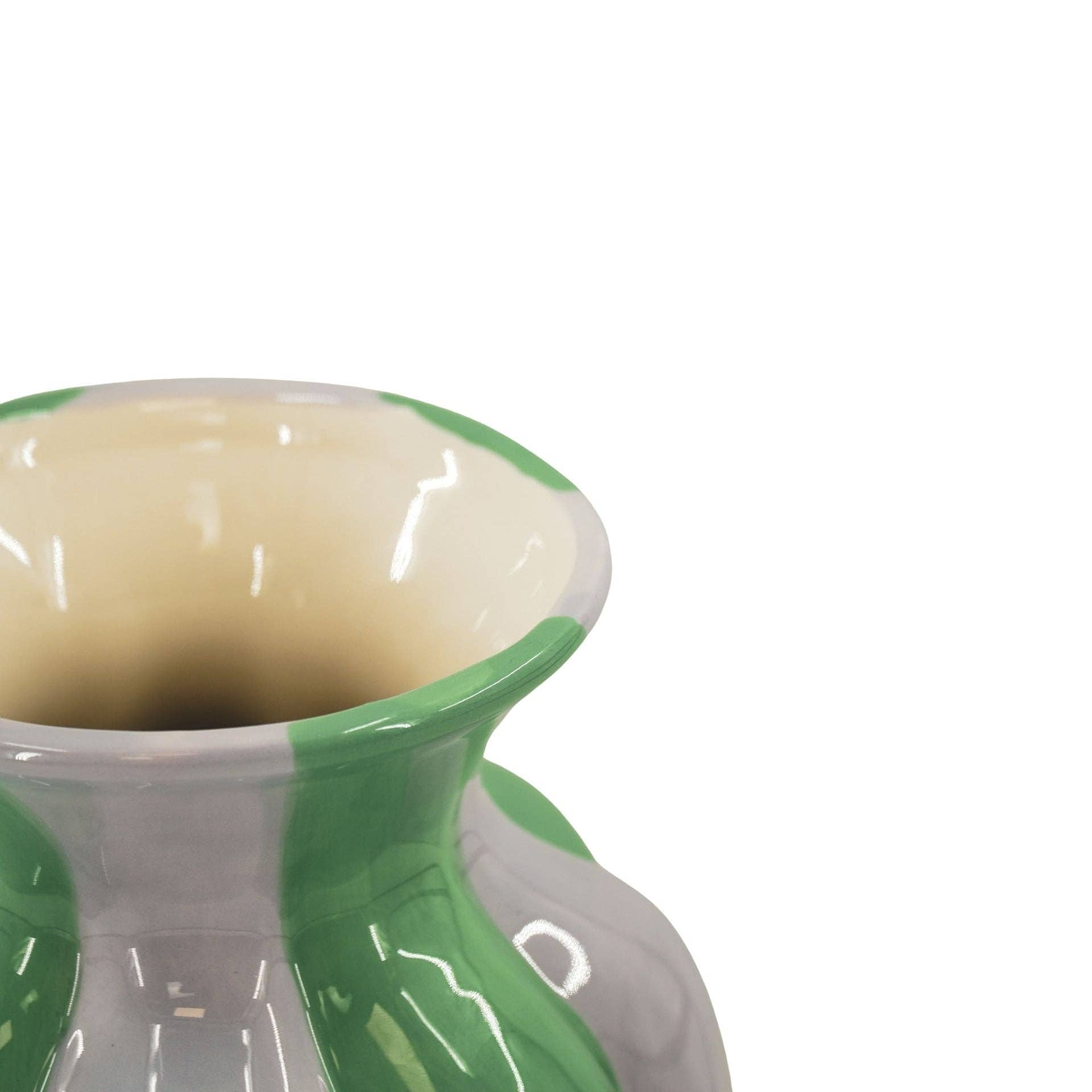 Vaso da fiori - Vaso a pieghe - Ceramica - Lilla/Verde - 16,5x16,5x29,5 cm