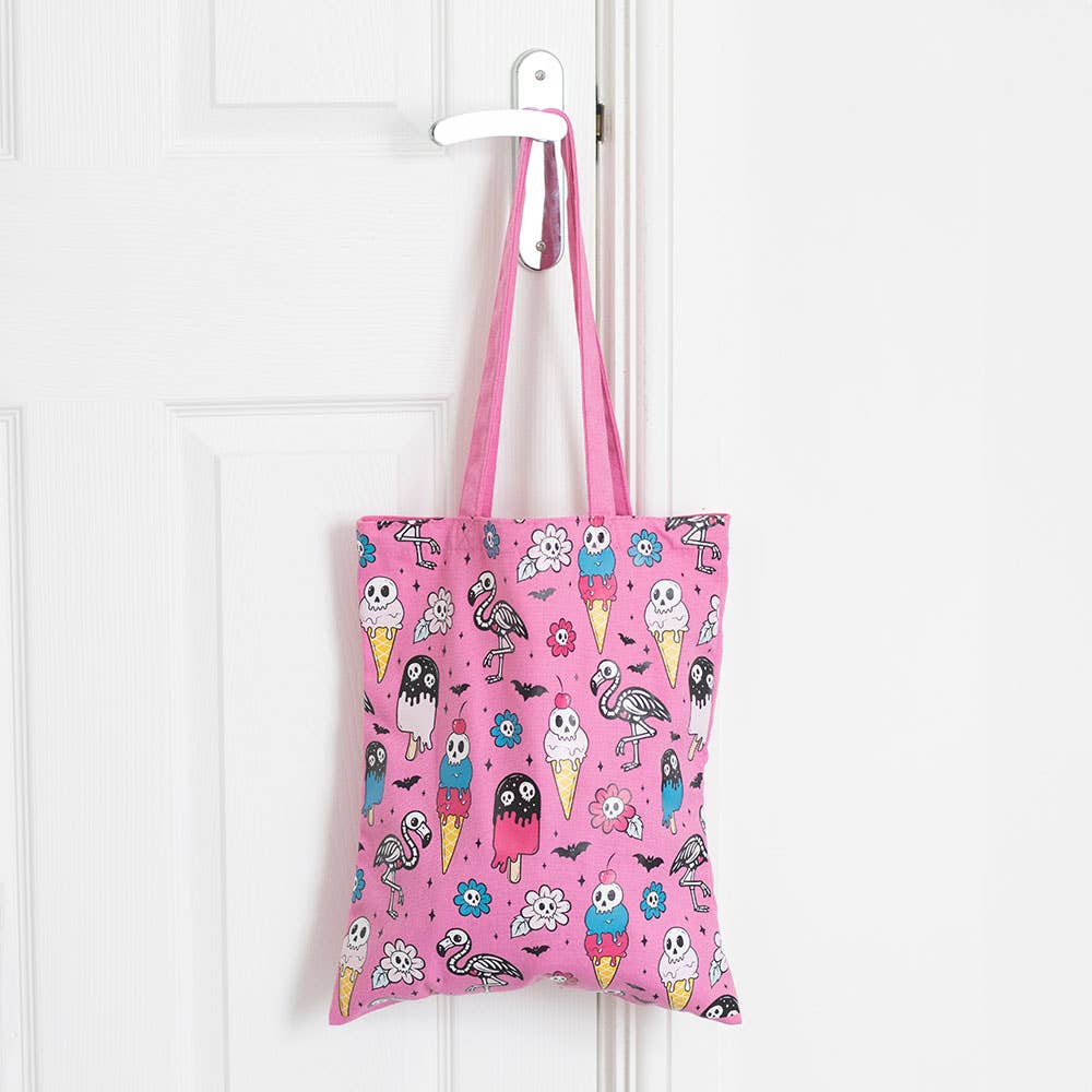 Tote bag gothique imprimé « Pink Dead Hot Days »