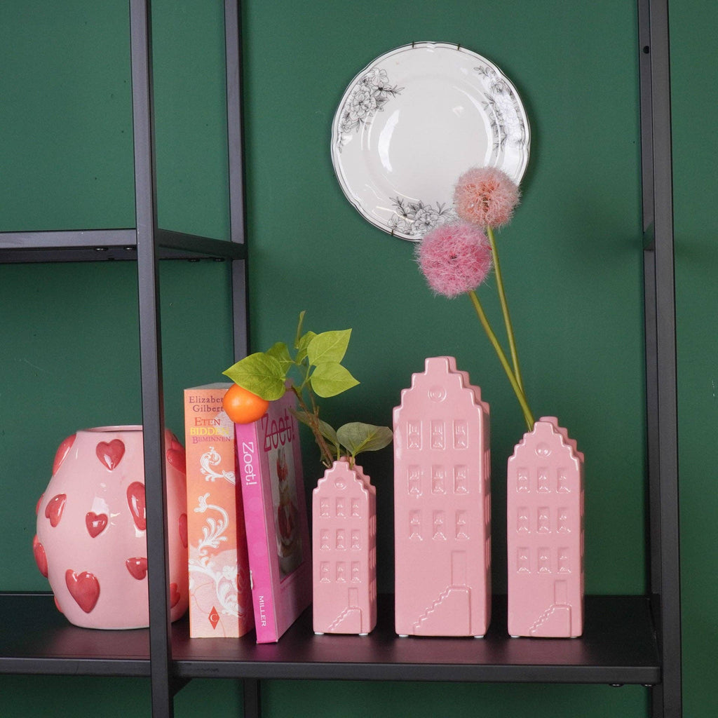 Flower vase - Home vase - Ceramic - Light pink - 7.5x6x23 cm