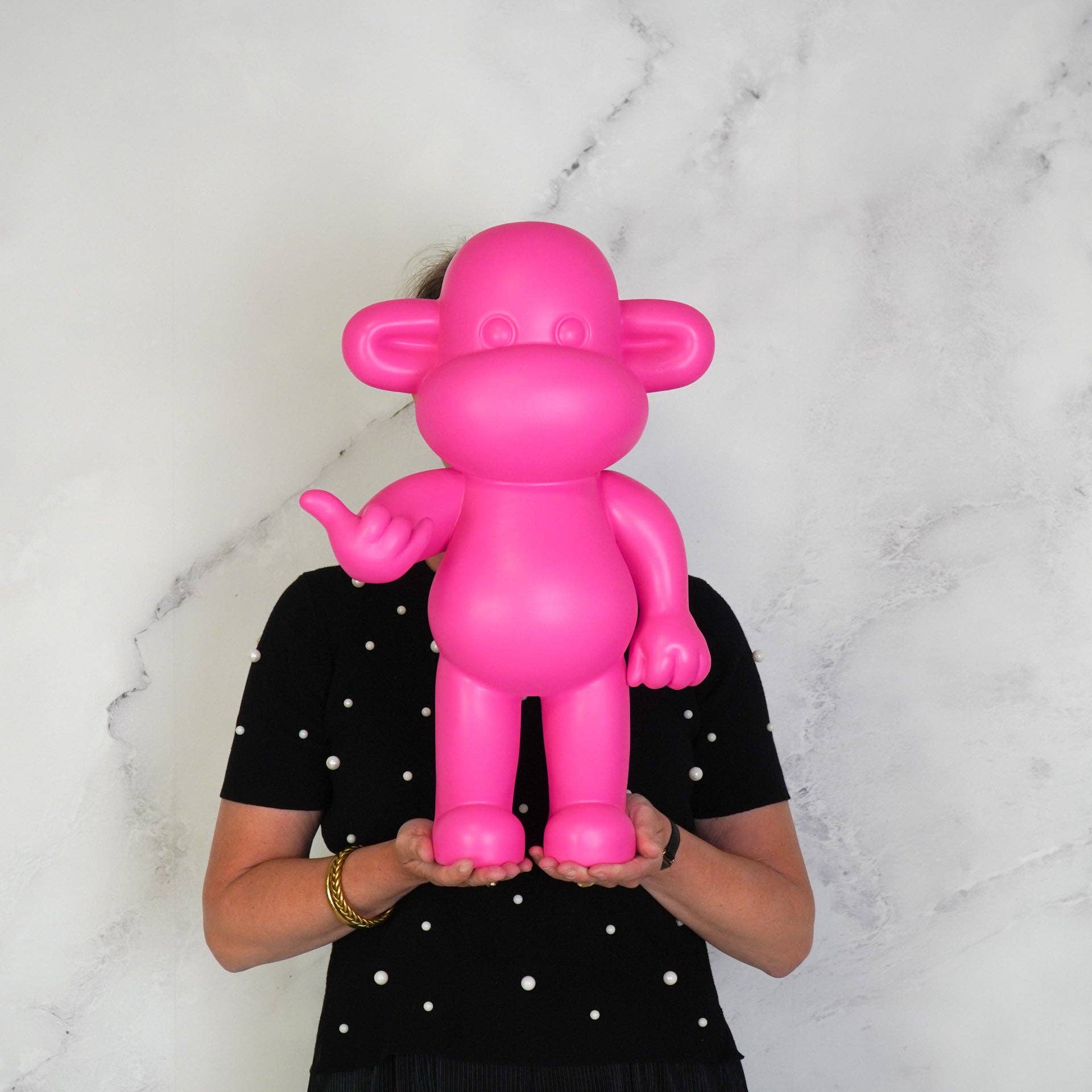 Ornament - Hanging Loose Monkey Figurine 'The Legend' - Poly resin - Pink - 33x21x50cm