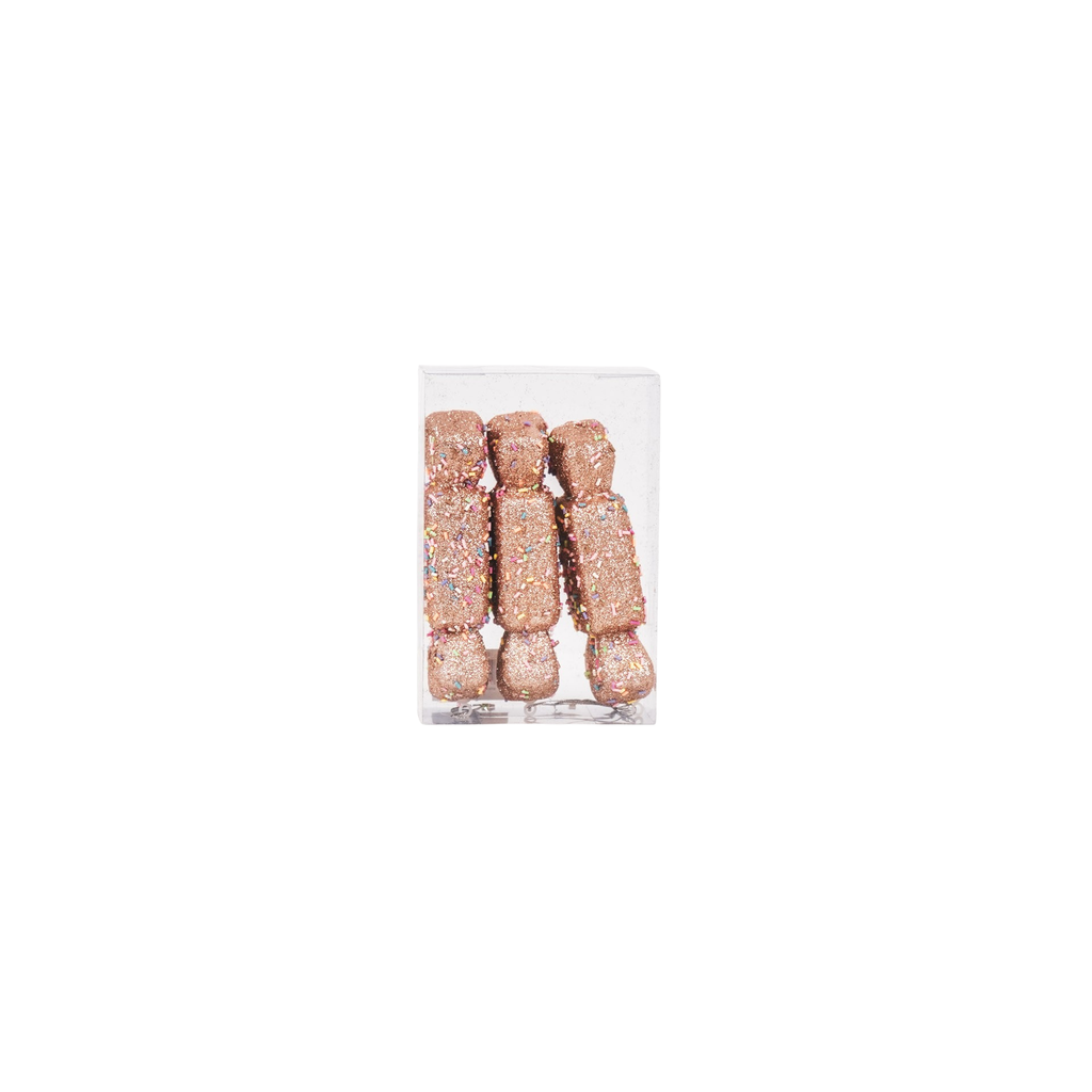 Ganci di Natale - 3 caramelle di gomma al mou, marrone/Disco Dip - S3-5.5x