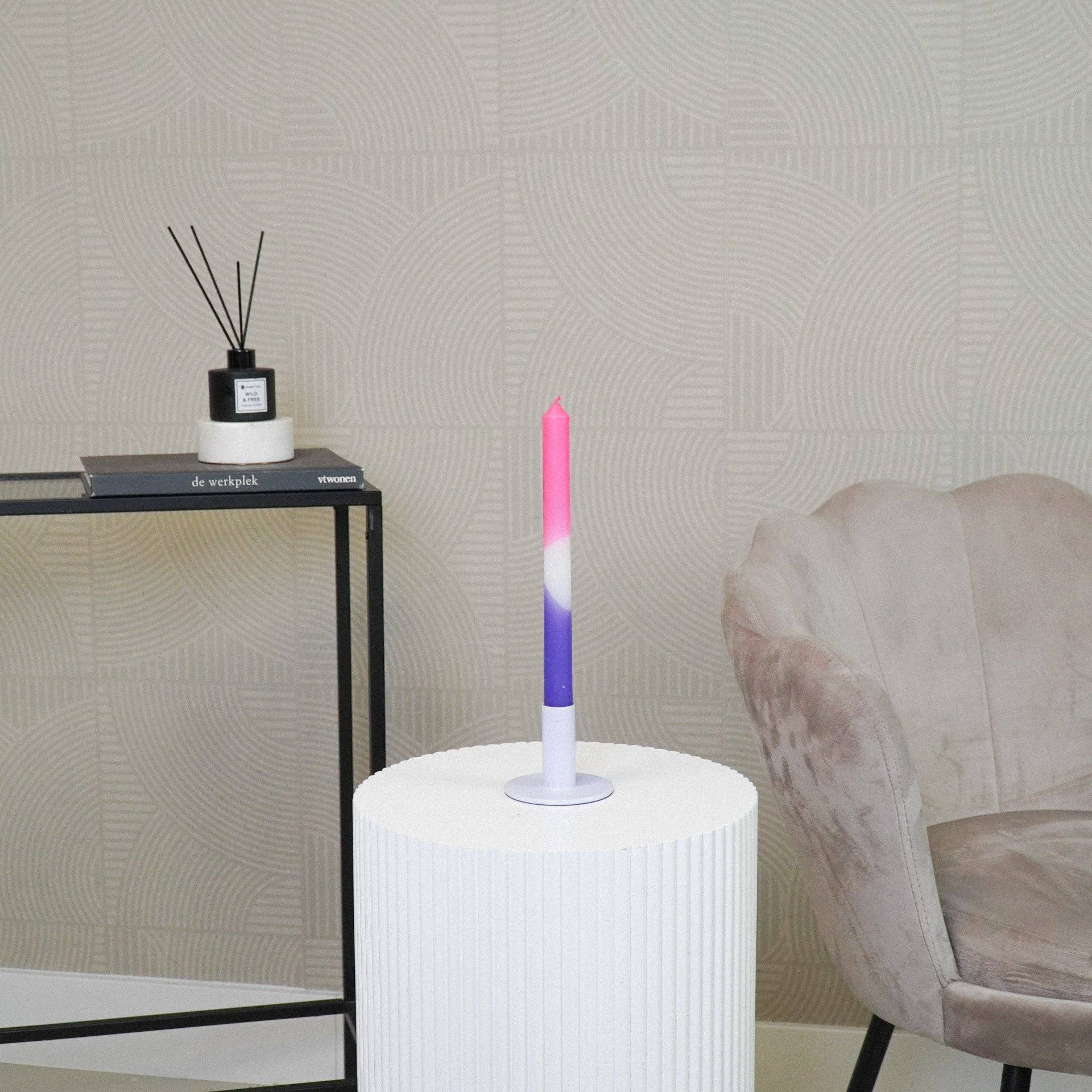 Candelabro - Basico - Metallo - Lilla - 8x8x6,5cm