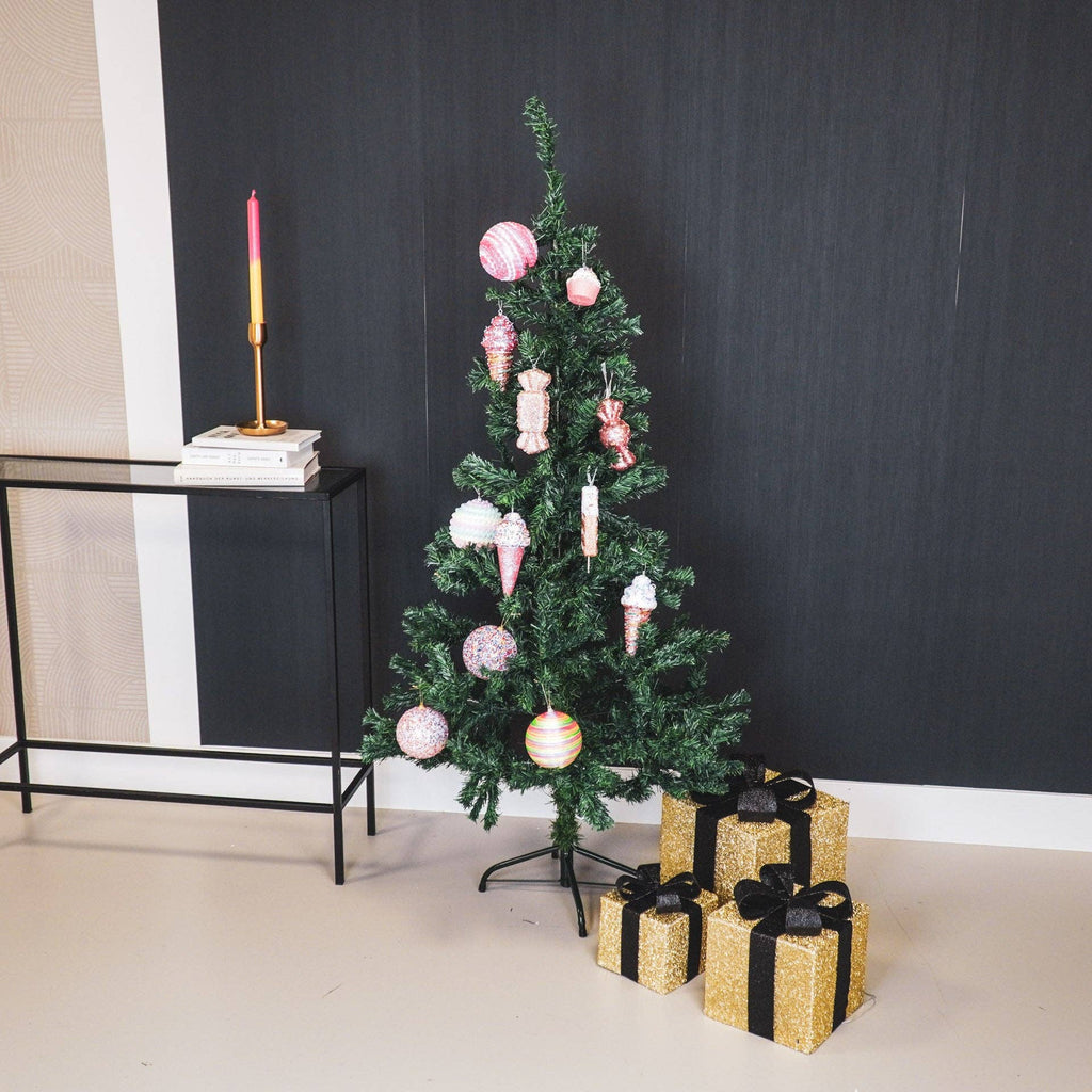 Regalo di Natale LED - S3 - Polistirolo - Oro/Nero - 15/20/25 cm