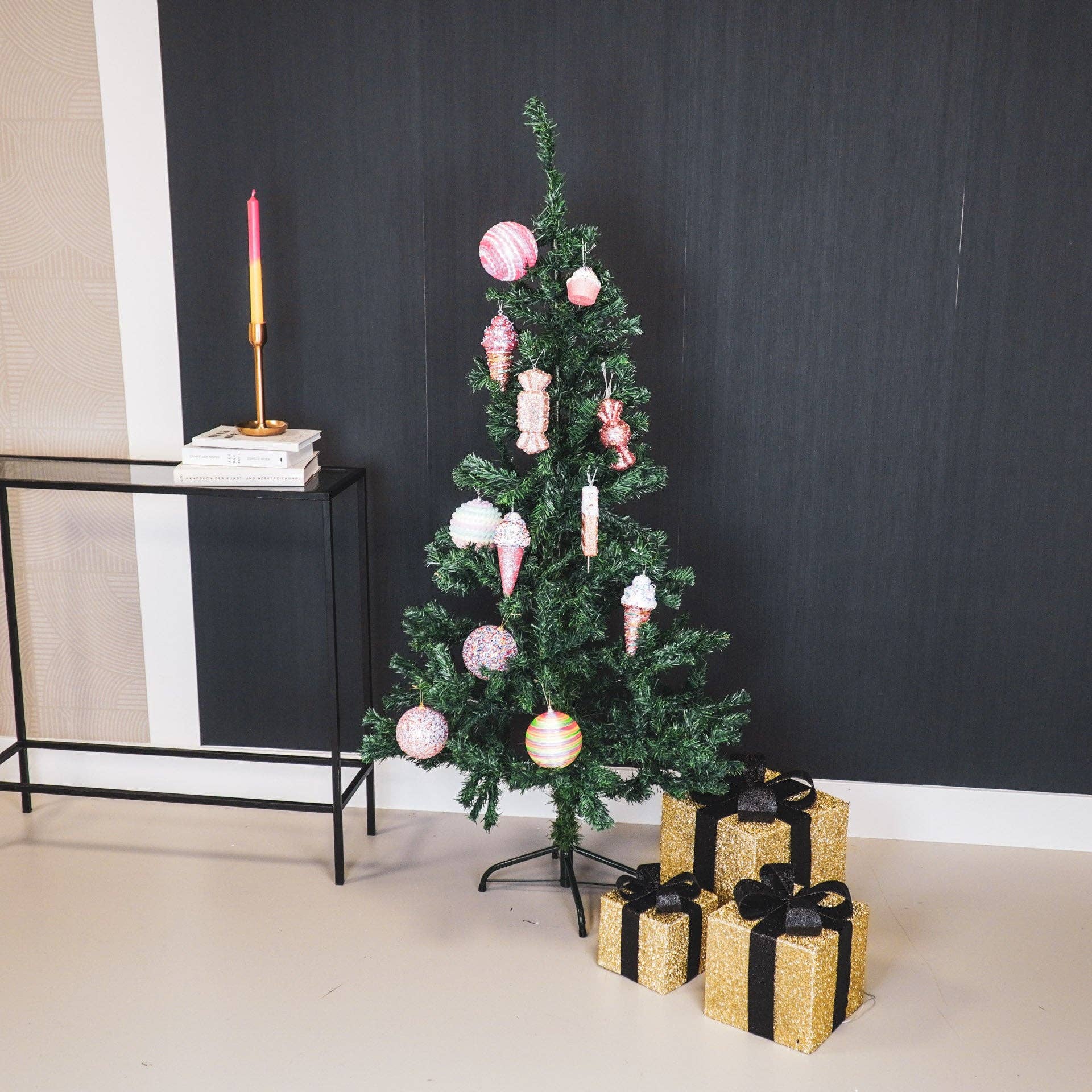 Regalo di Natale LED - S3 - Polistirolo - Oro/Nero - 15/20/25 cm