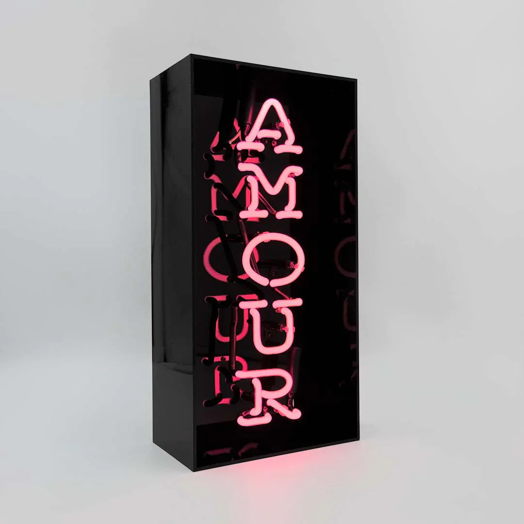 Néon Amour - Boîte Acrylique Noir Cadeau Geek
