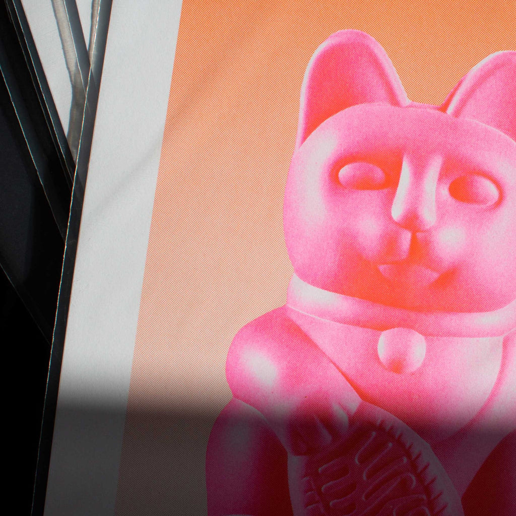 Artprint Chat Chanceux Rose