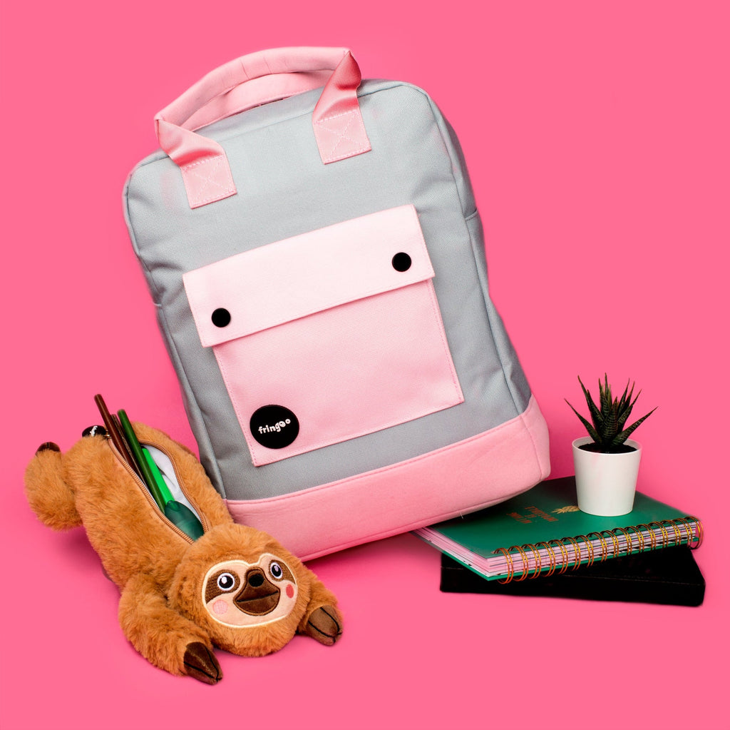 gris et rose Teen sac à dos