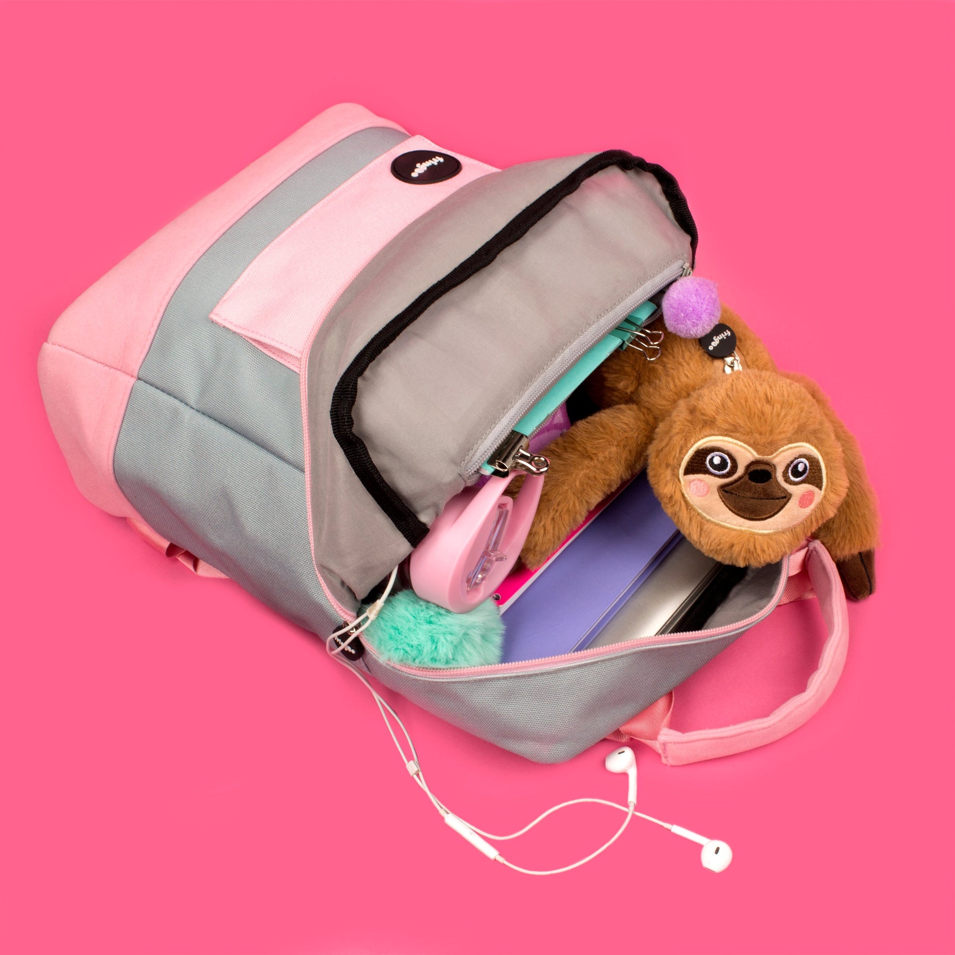 gris et rose Teen sac à dos