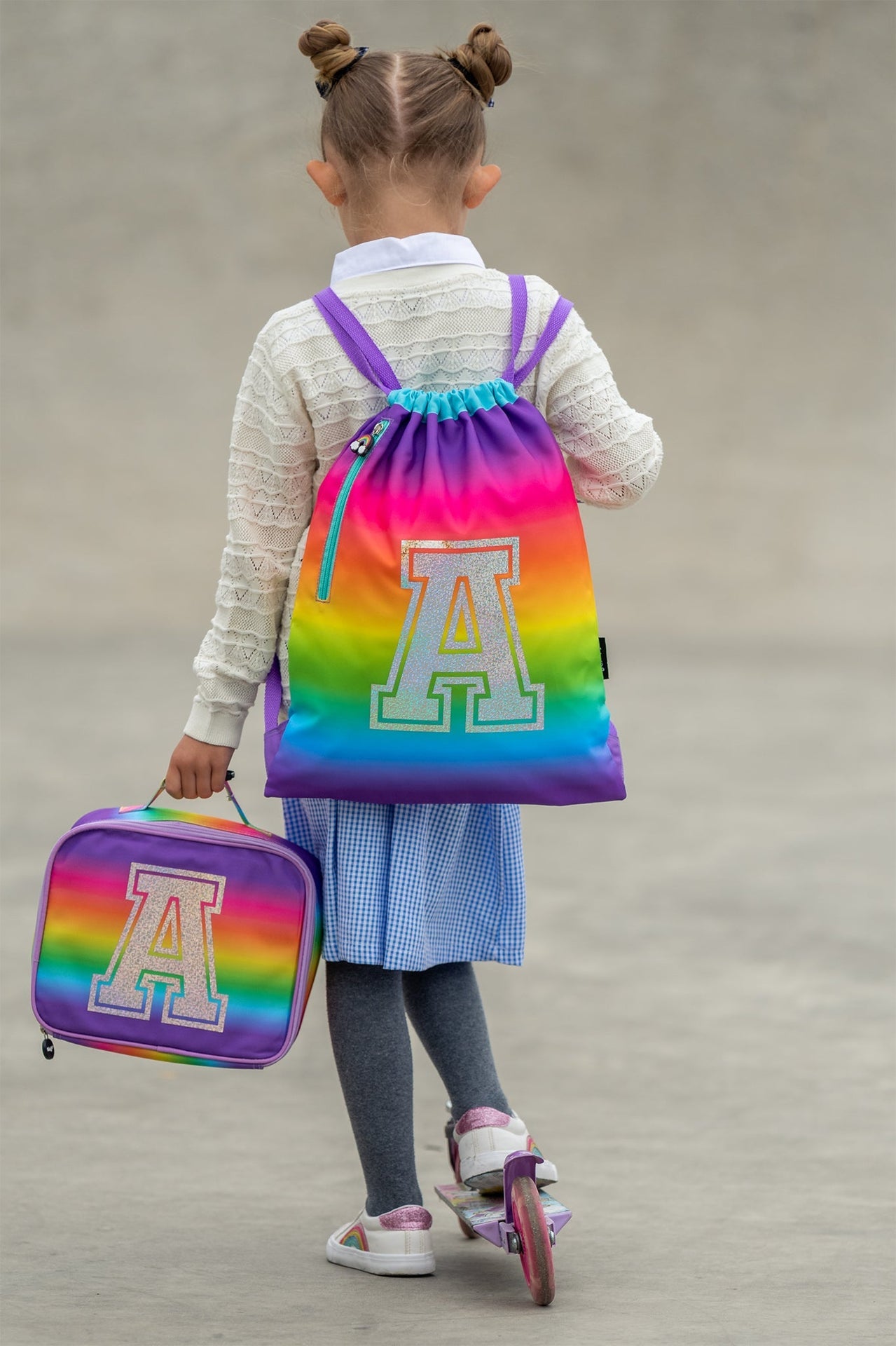Sac à cordon avec bandoulière – arc-en-ciel