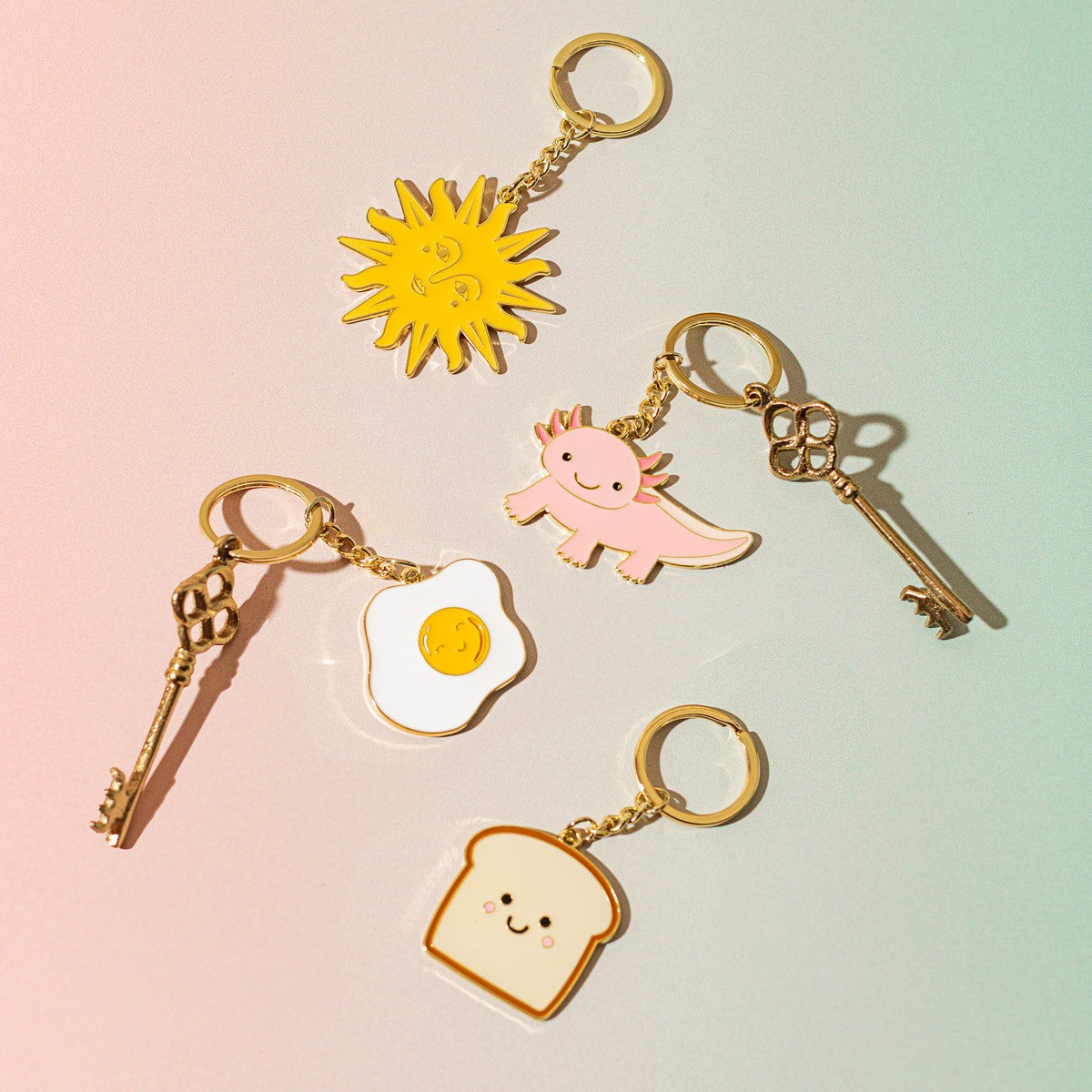Porte-clés en émail Axolotl