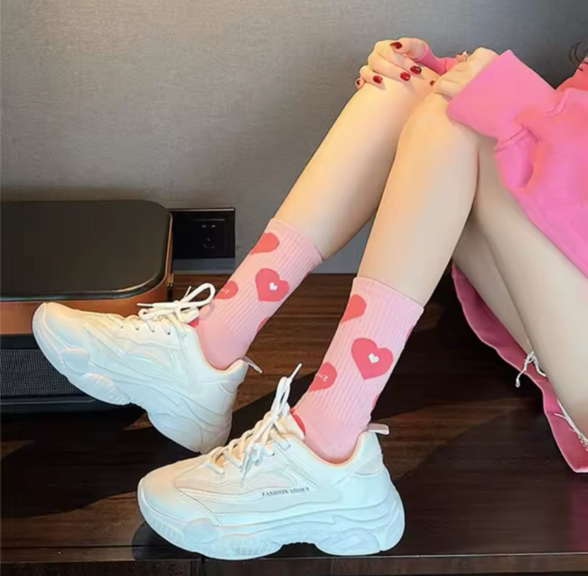 Chaussettes Cœur Rose Femme – vue produit 1
