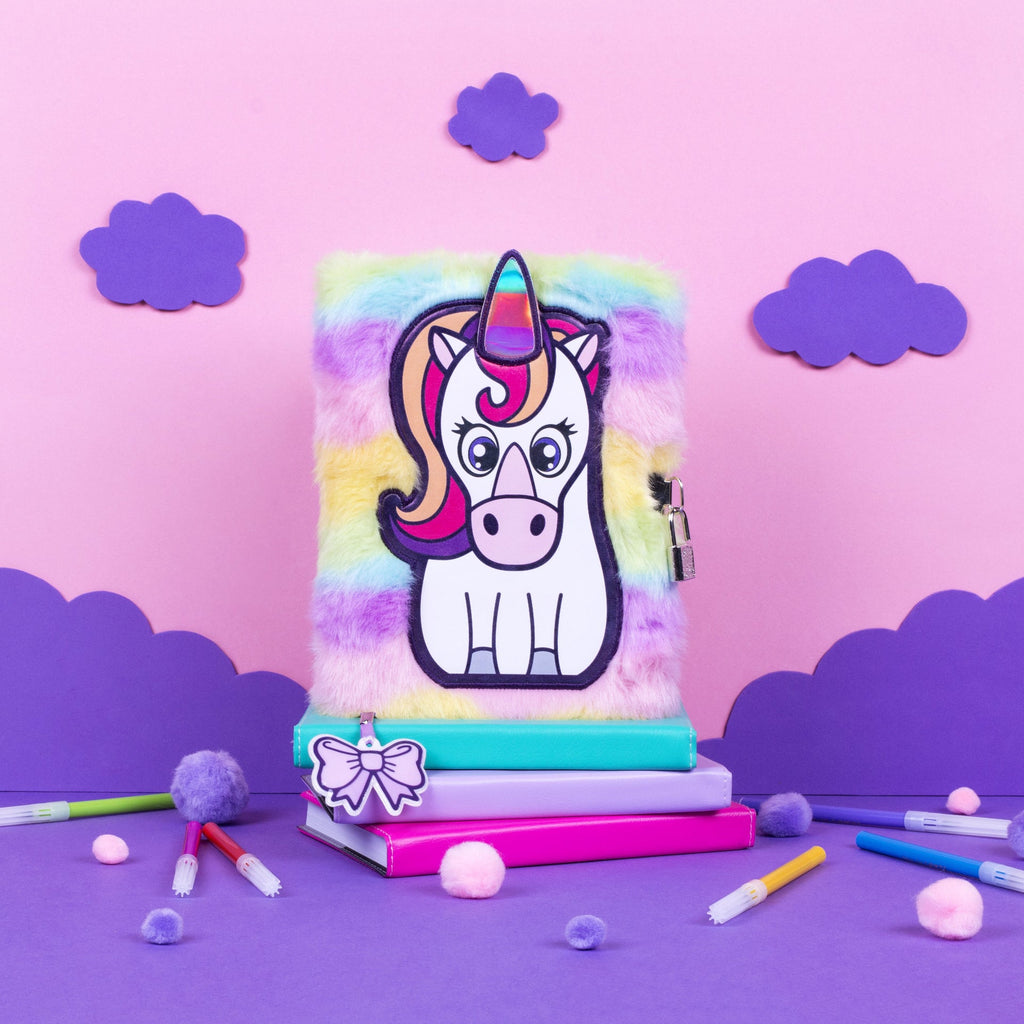 Carnet en peluche – blanc licorne