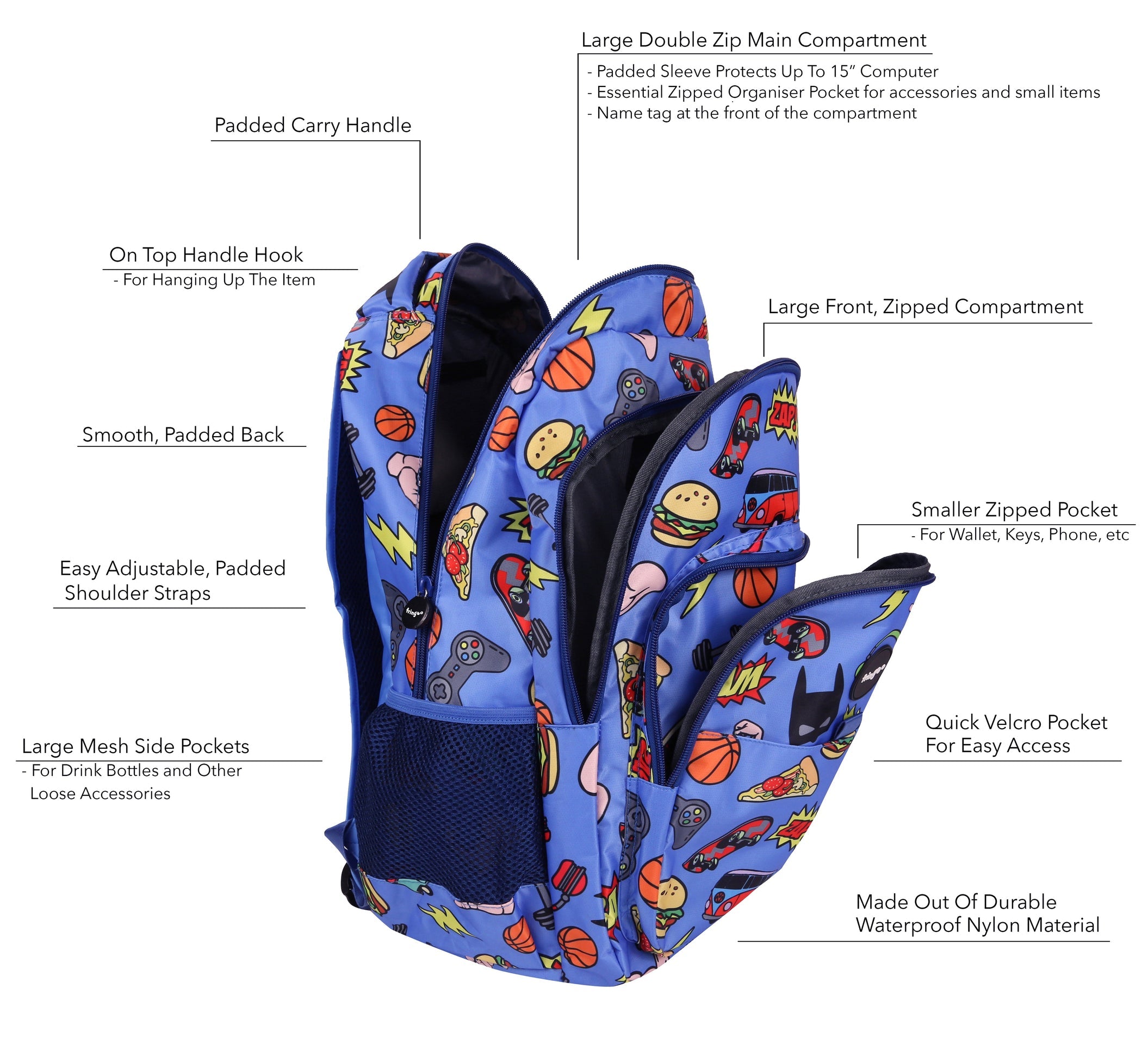 Sac à dos multicompartiment scolaire enfant – Doodles Boy