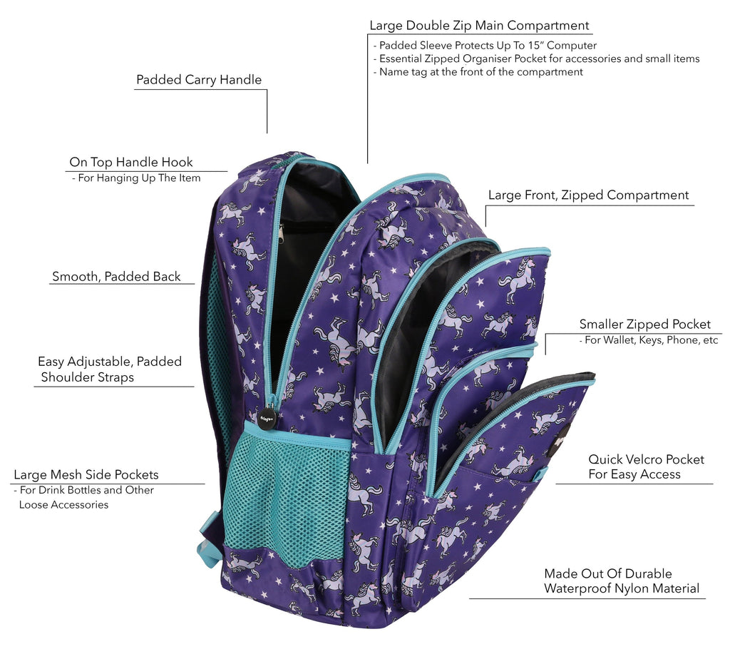 Sac à dos multicompartiment scolaire licorne Sky