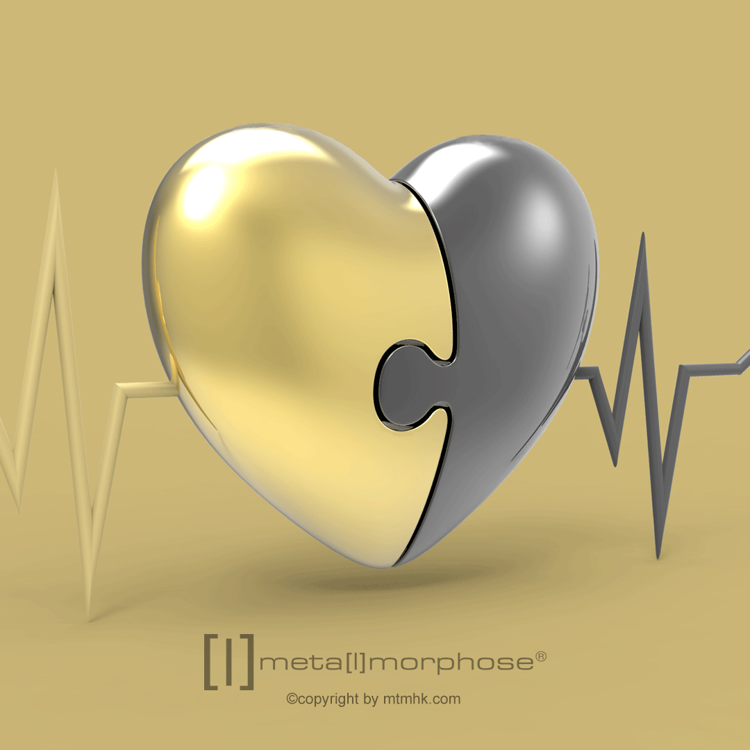 porte cles duo de coeur or et noir metalmorphose