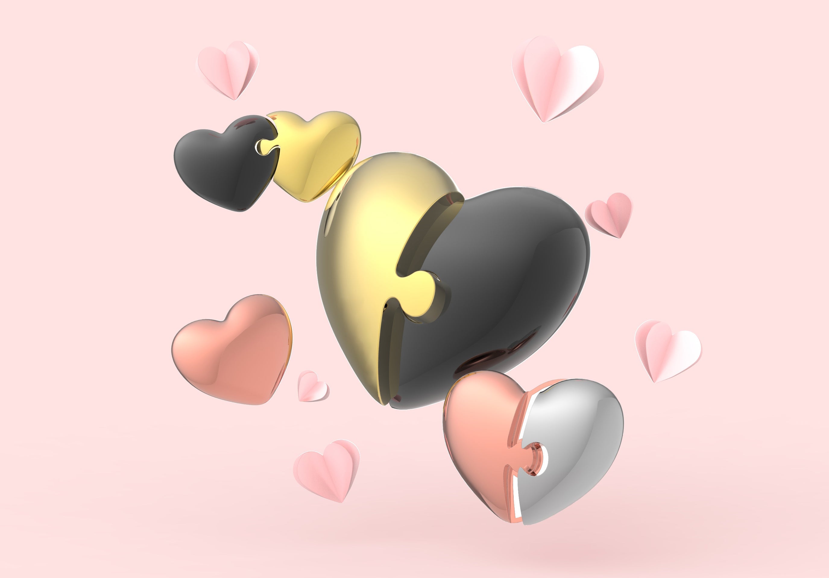 porte cles duo de coeur or et noir metalmorphose