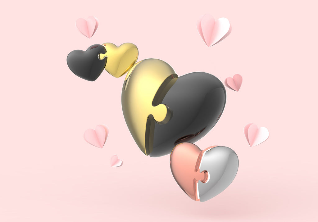 porte cles duo de coeur or et noir metalmorphose