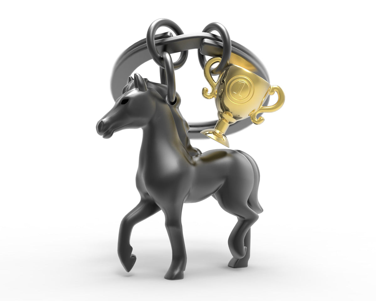 Porte-clés Cheval de Course Noir
