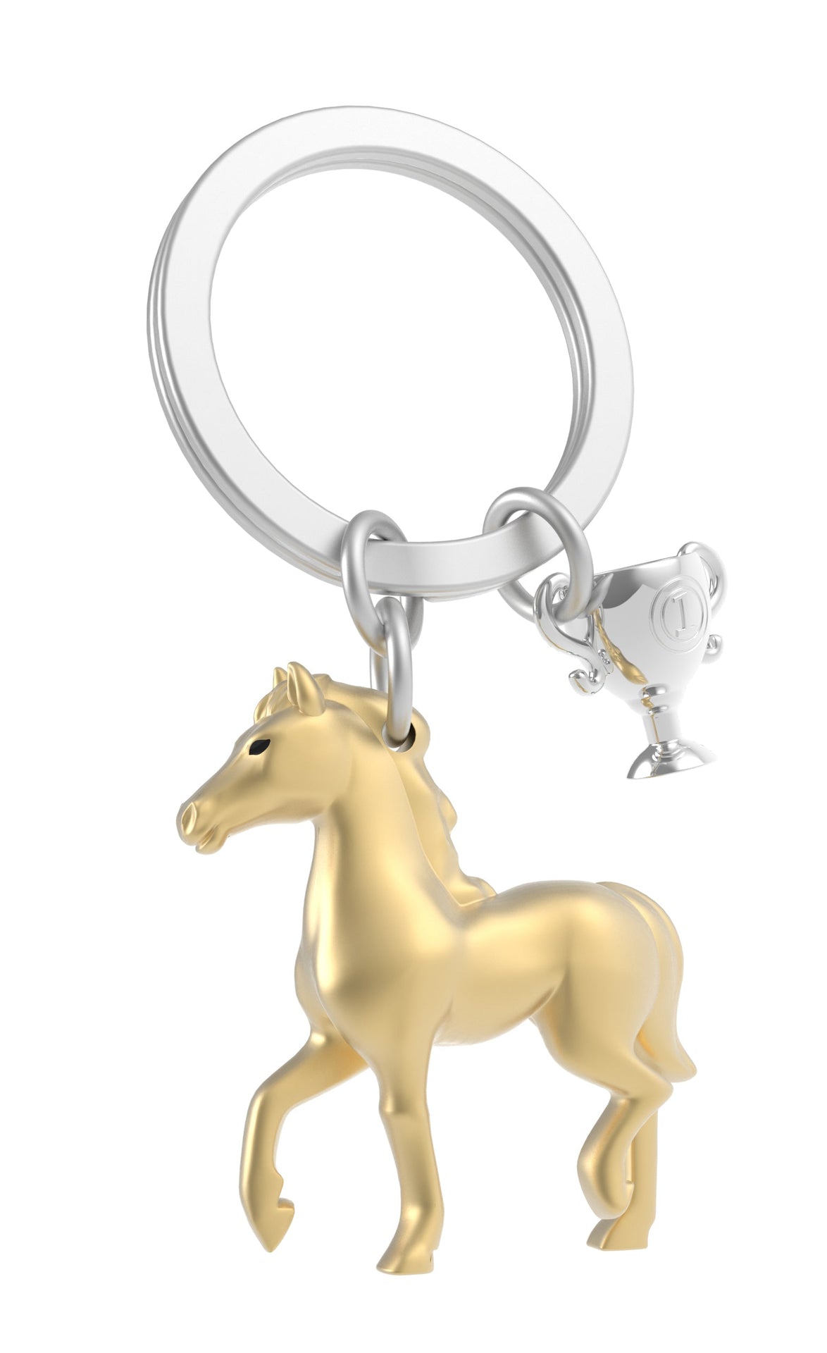 Llavero de caballo de carreras dorado
