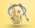 Gold Cupcake Keychain