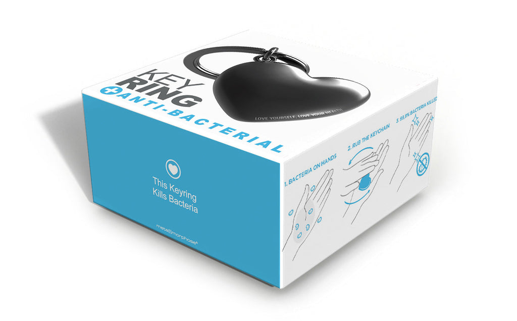 porte cles coeur noir antibacterien metalmorphose