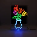 Vaso di tulipani al neon