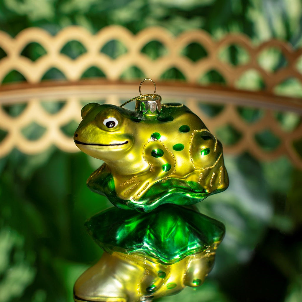 Boule de Noël Grenouille sur feuille