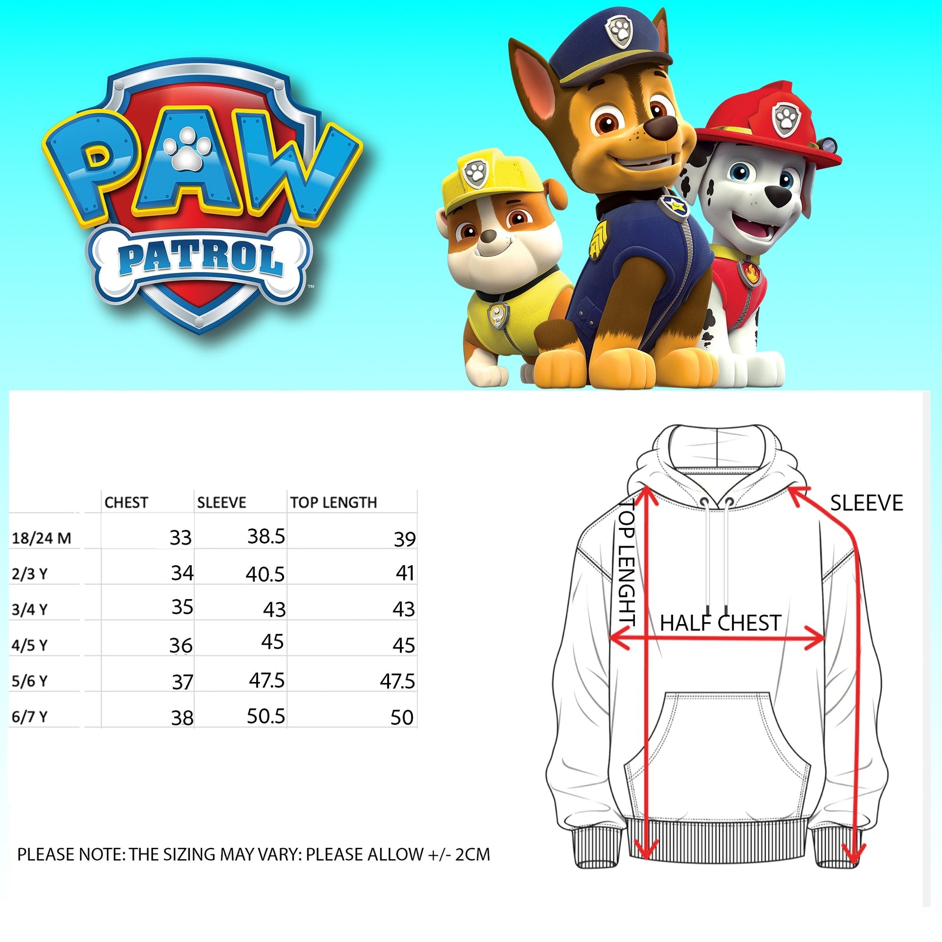 Sweat à capuche – Paw Patrol Initial for Girls- rose