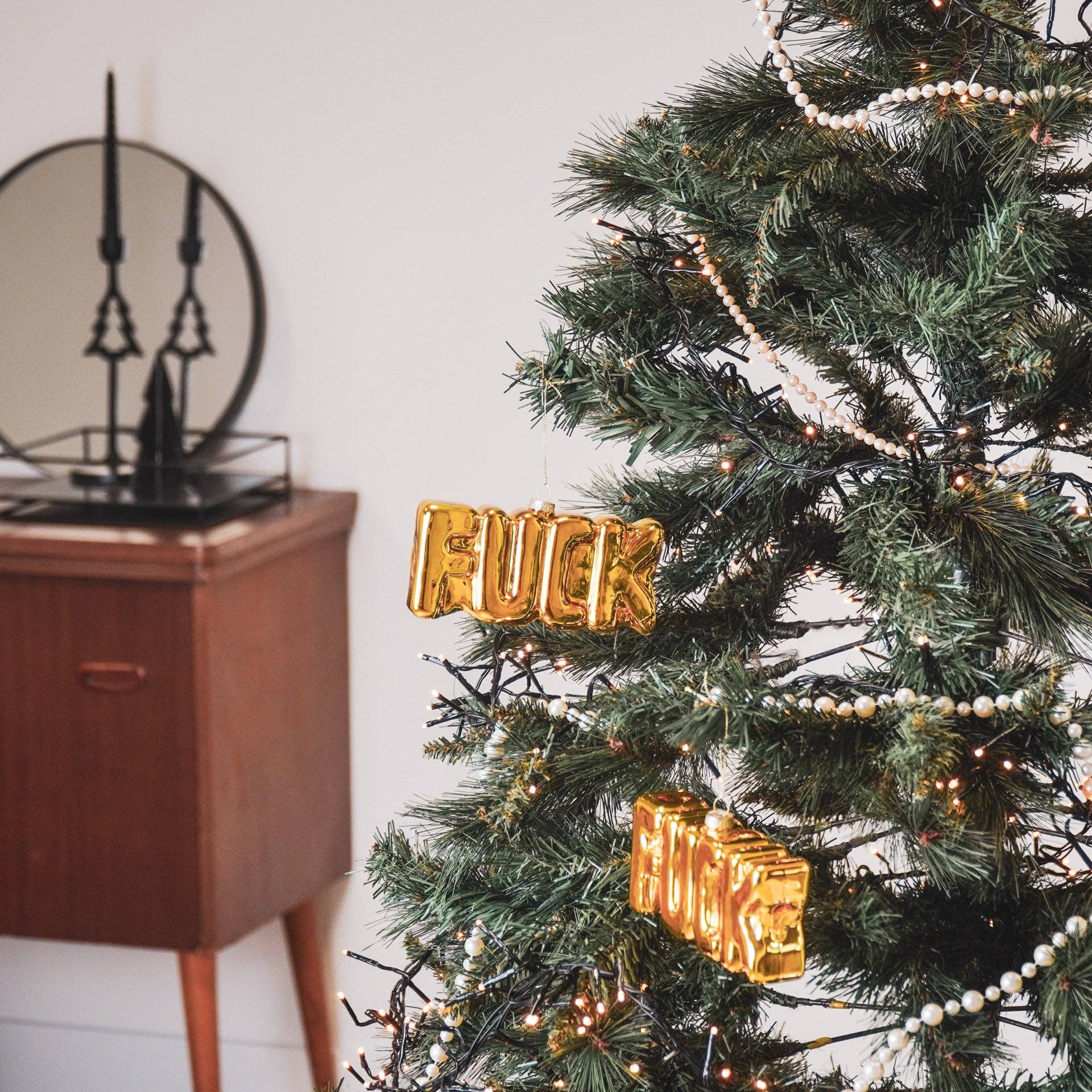 Boule de Noël FUCK Doré