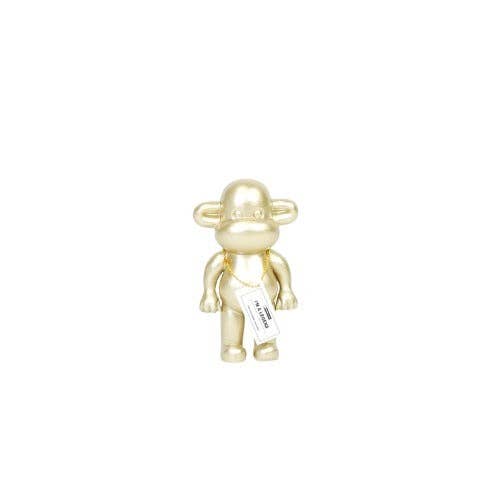 Ornamento - Statuetta Scimmia 'La Leggenda' - Resina - Oro - 11x7x19cm