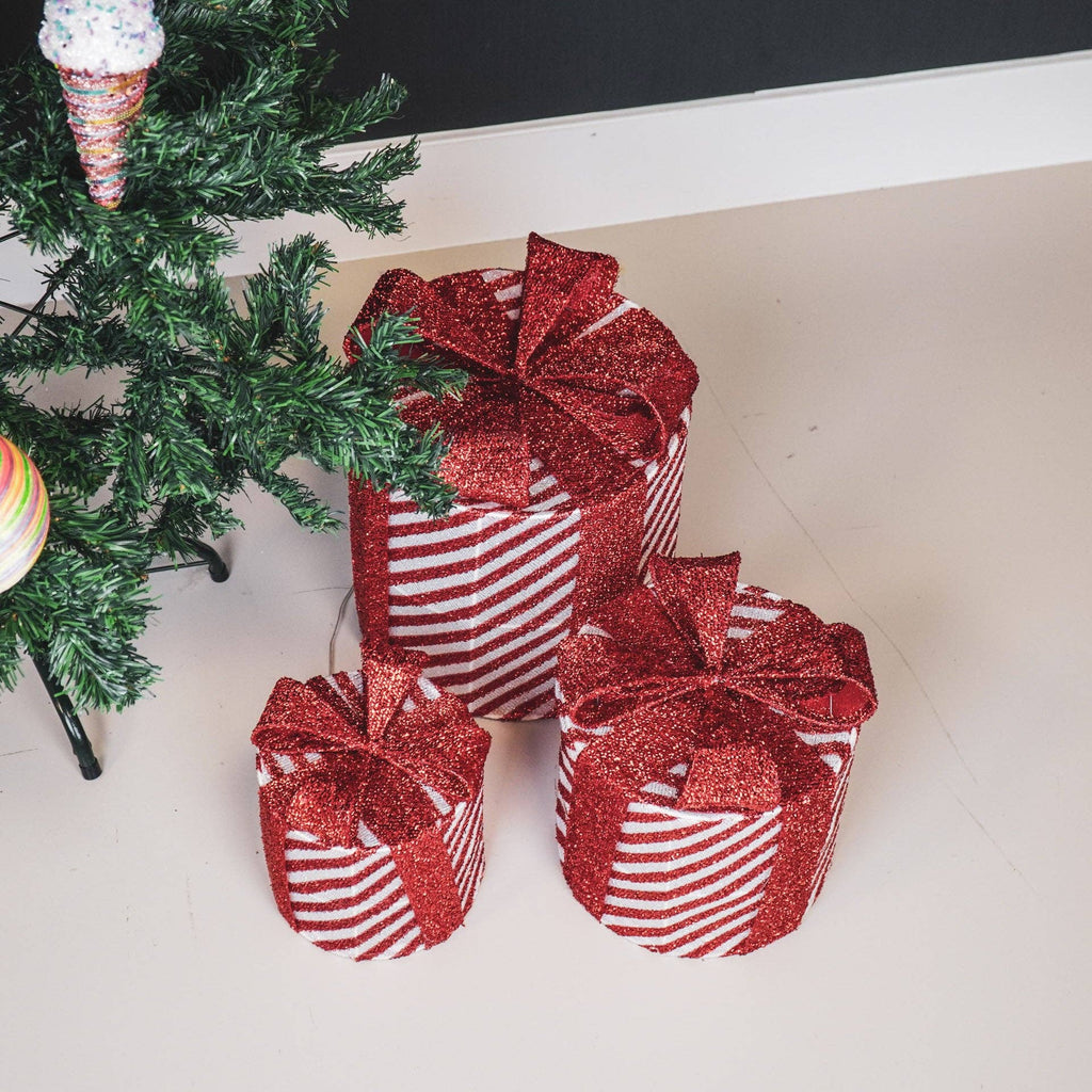 Regalo di Natale a LED - S3 - Polistirolo - Rosso/Bianco-15/20/25cm